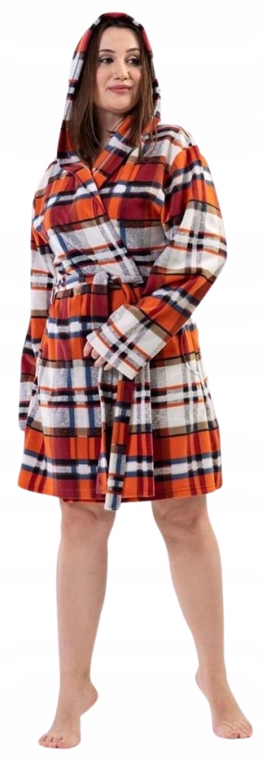 Tenký Fleecový Župan Elegantní Kostkovaný Župan Tenký Fleece XXL