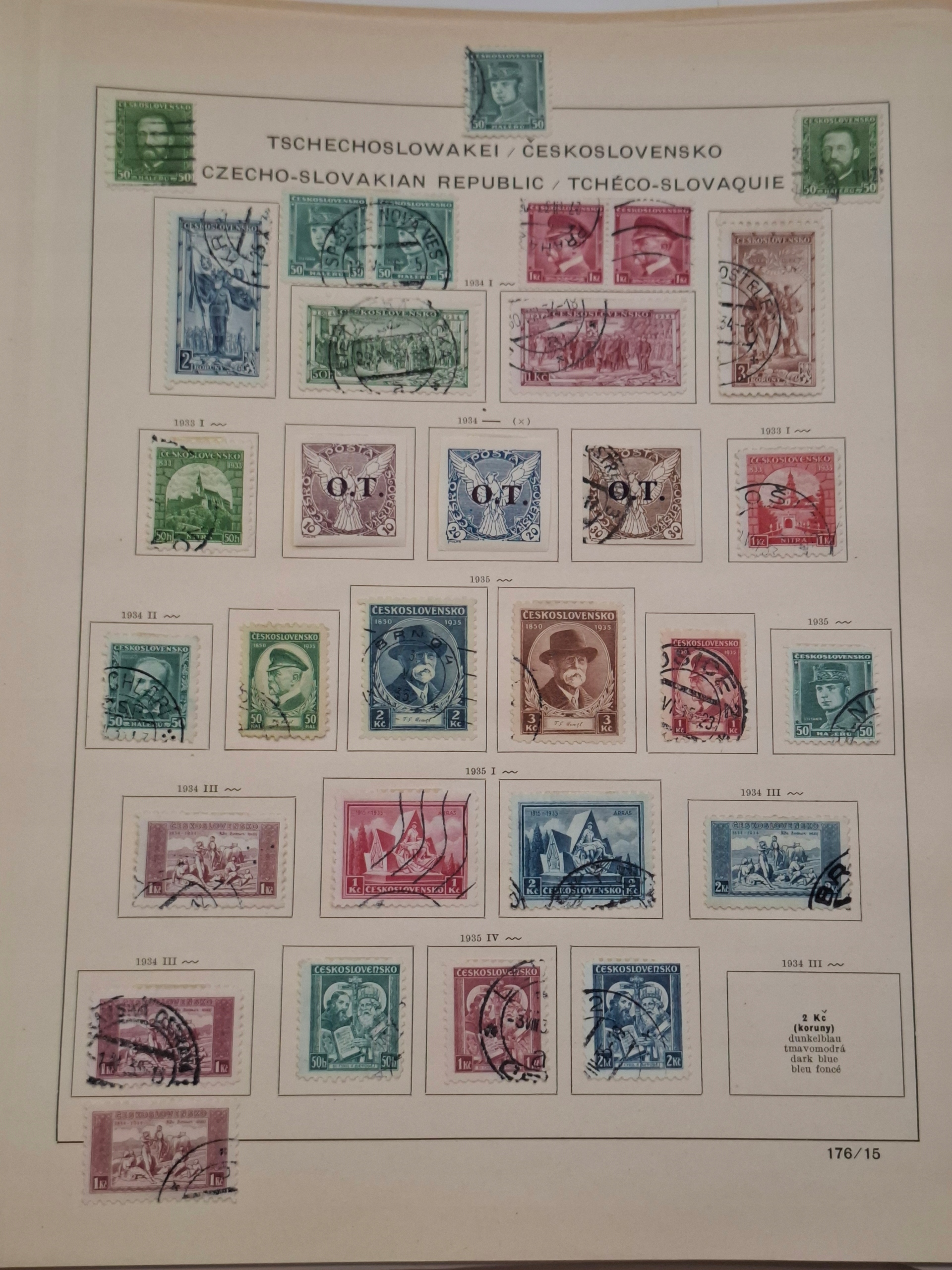 Znaczki Czechosłowacja strona z klasera Czechy