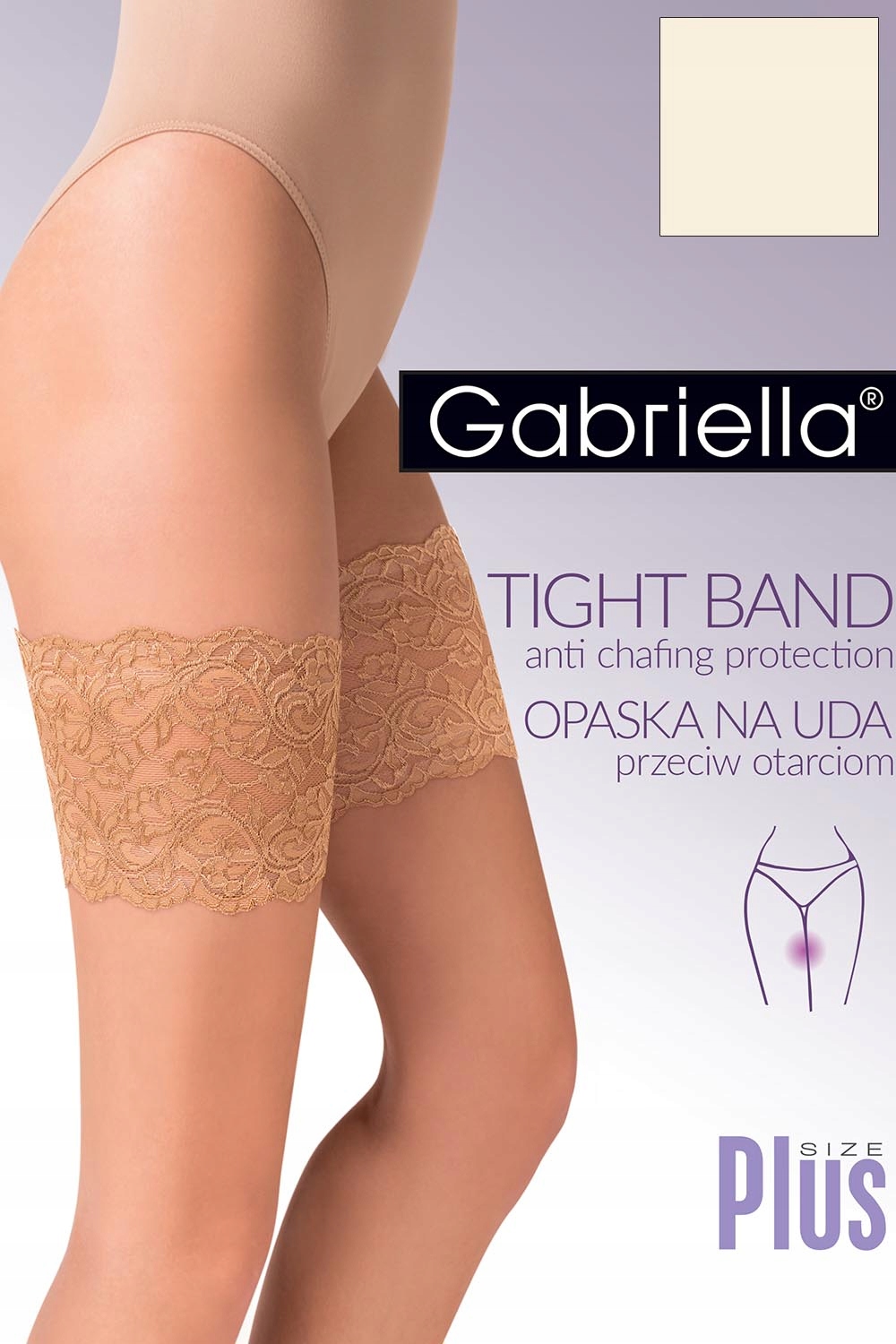 

Gabriella 509 Koronkowa opaska na uda ecru 3/4-M/L