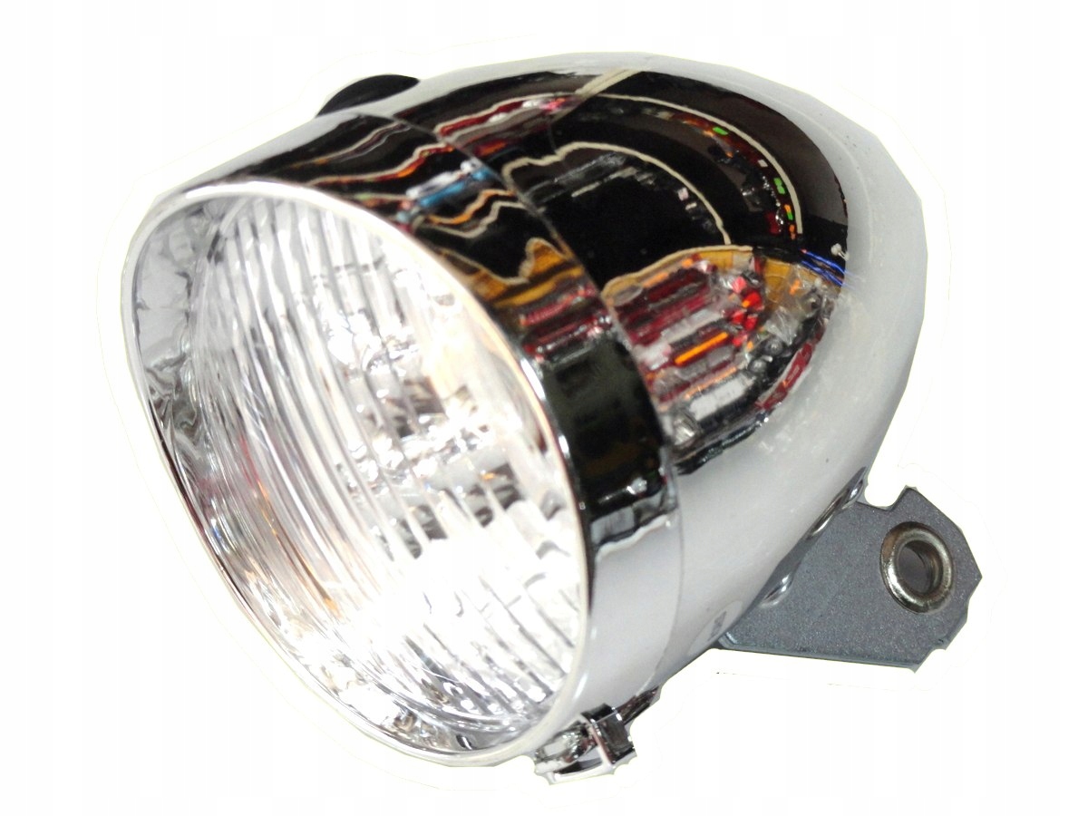 Lampa Przód Retro Srebrna Na Baterie 3-DIODOWA