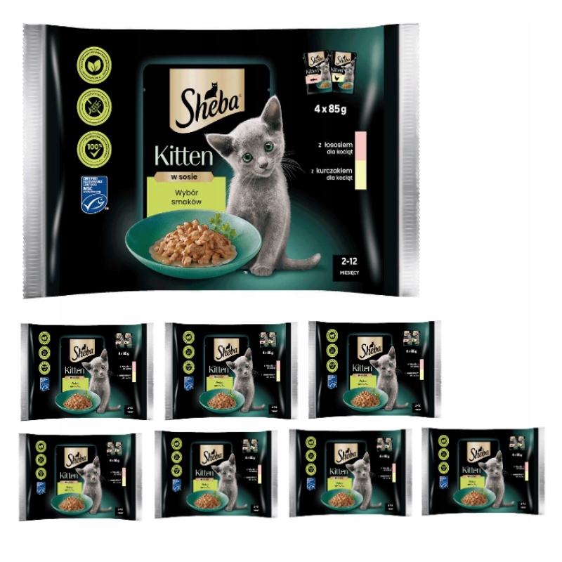 Levně Sheba Kitten Výběr příchutí Krmivo v omáčce pro koťata 32x85 g
