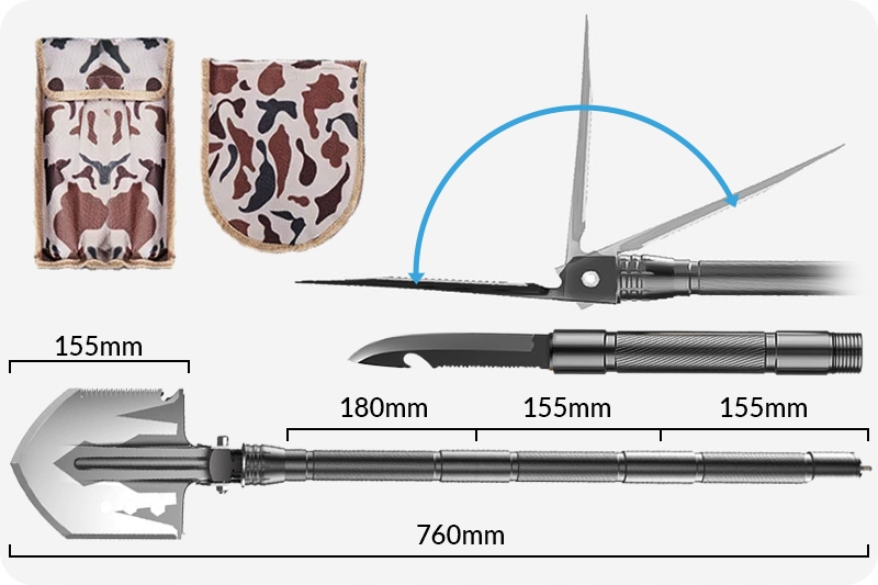 WIELOFUNKCYJNA SKŁADANA SAPERKA ŁOPATA WOJSKOWA TAKTYCZNA 12w1 SURVIVAL Waga 1450 g