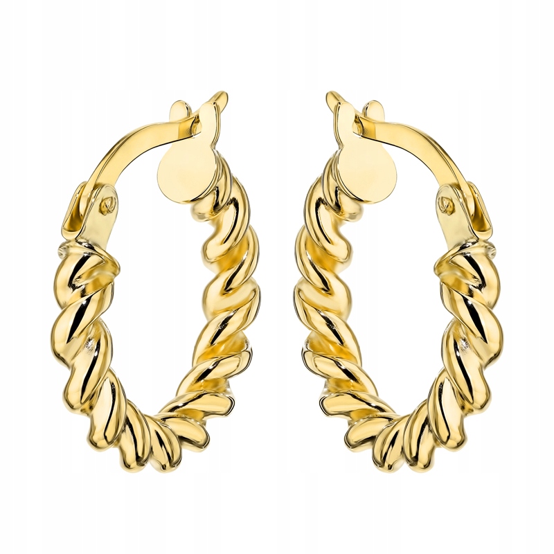 Złote Kolczyki Damskie Angielskie pr. 585 Skręcane Koła Kółka 14k