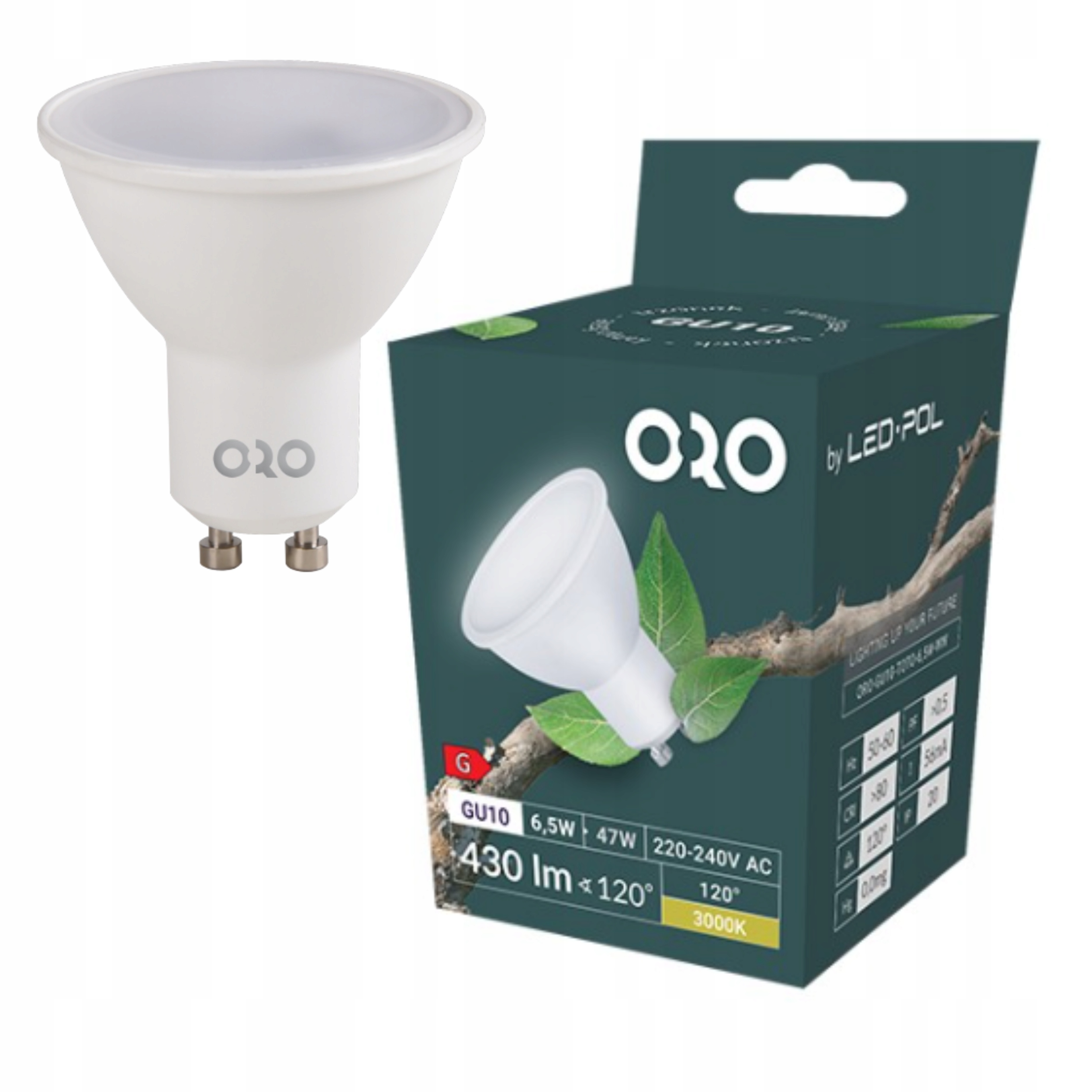 ŻARÓWKA LED GU10 430LM 6,5W WW CIEPŁE ŚWIATŁO WARM