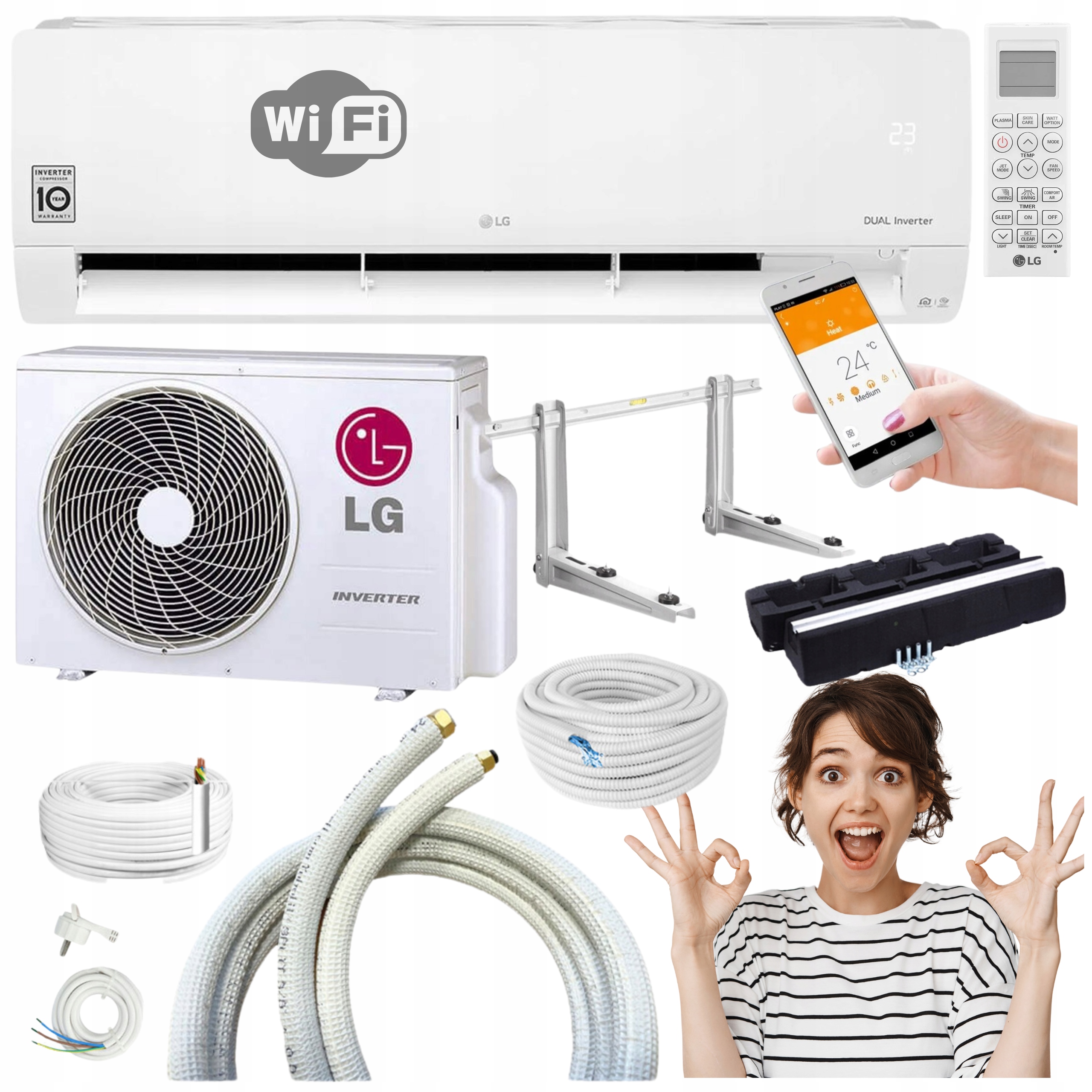 Nástenný klimatizátor Lg Standard 2 3,5 kW WifI Samostatná Montážna Sada