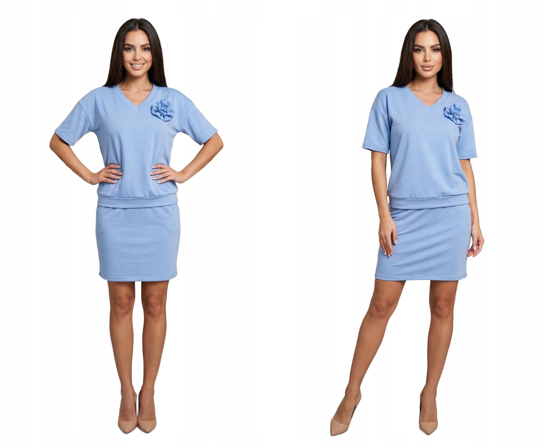 Dámská Tepláková Souprava Halenka S Sukně Máslo Volná Modrá L/XL