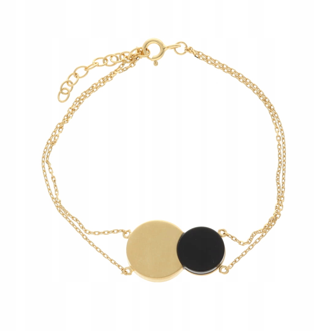 Elegantní náramek s onyxem, kulatý, stříbro