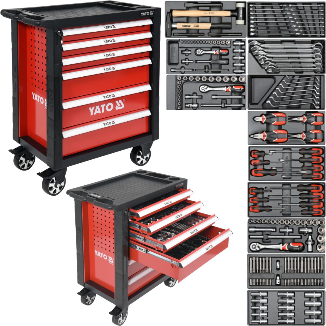 SZAFKA WARSZTATOWA WÓZEK NARZĘDZIOWY 6 SZUFLAD 177 ELEMENTÓW KÓŁKA PP YATO