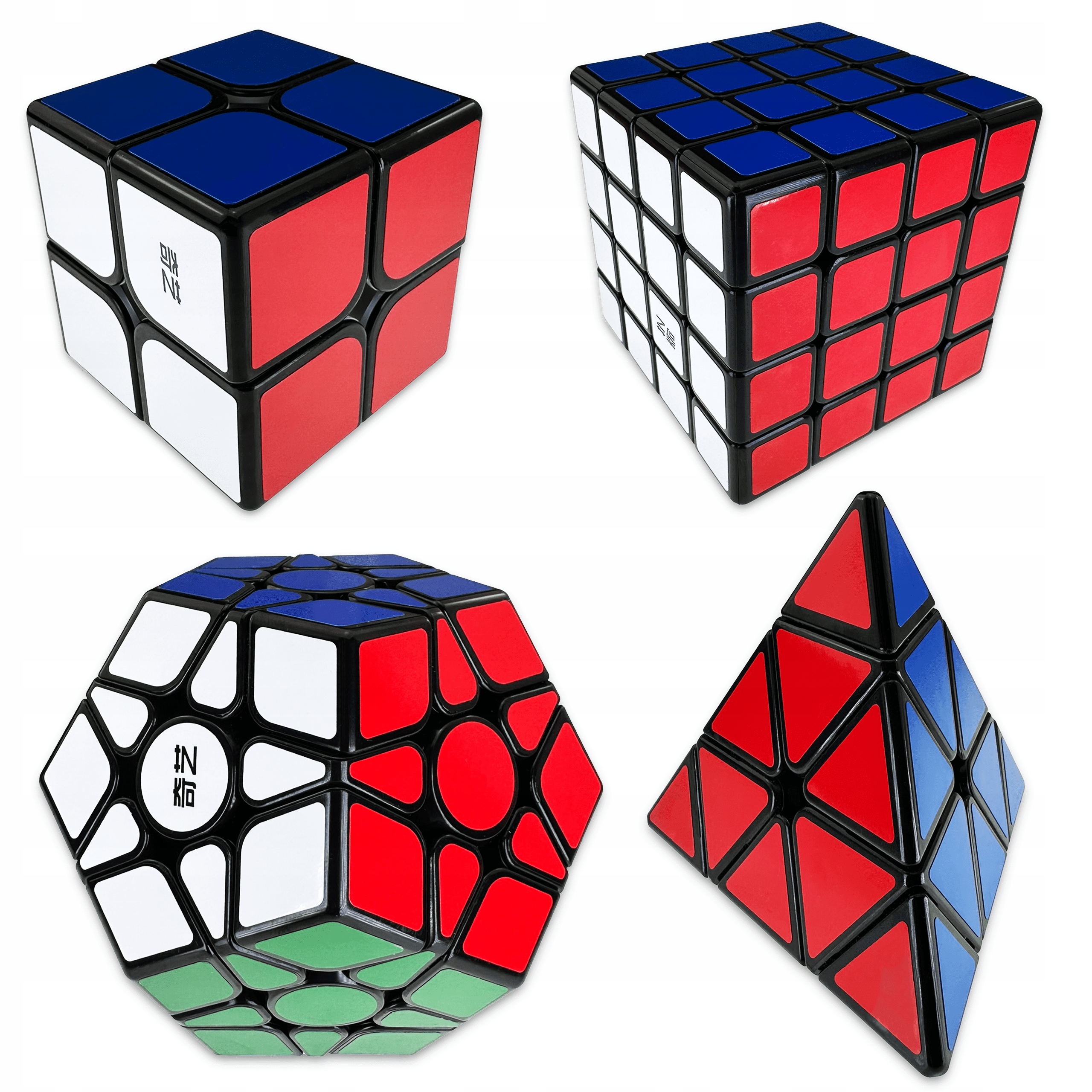 KOCKA SZETT 2X2 + 4X4 + Piramis + Megaminx QiYi EREDETI PROFESSZIONÁLIS