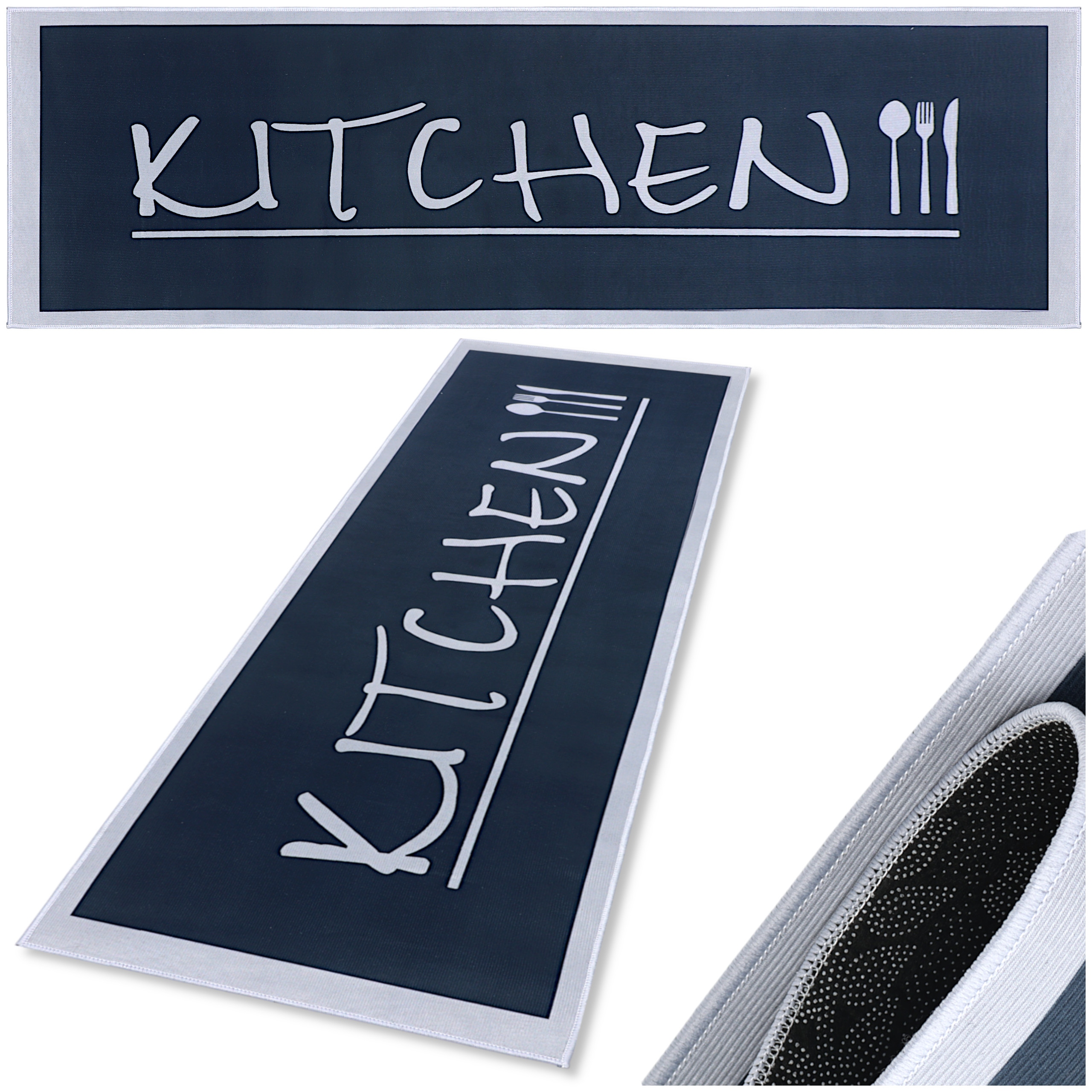 Koberec Běhoun Do Kuchyně Černý 80x200 Koberec Kuchyňský Šedý Kitchen Podgumovaný