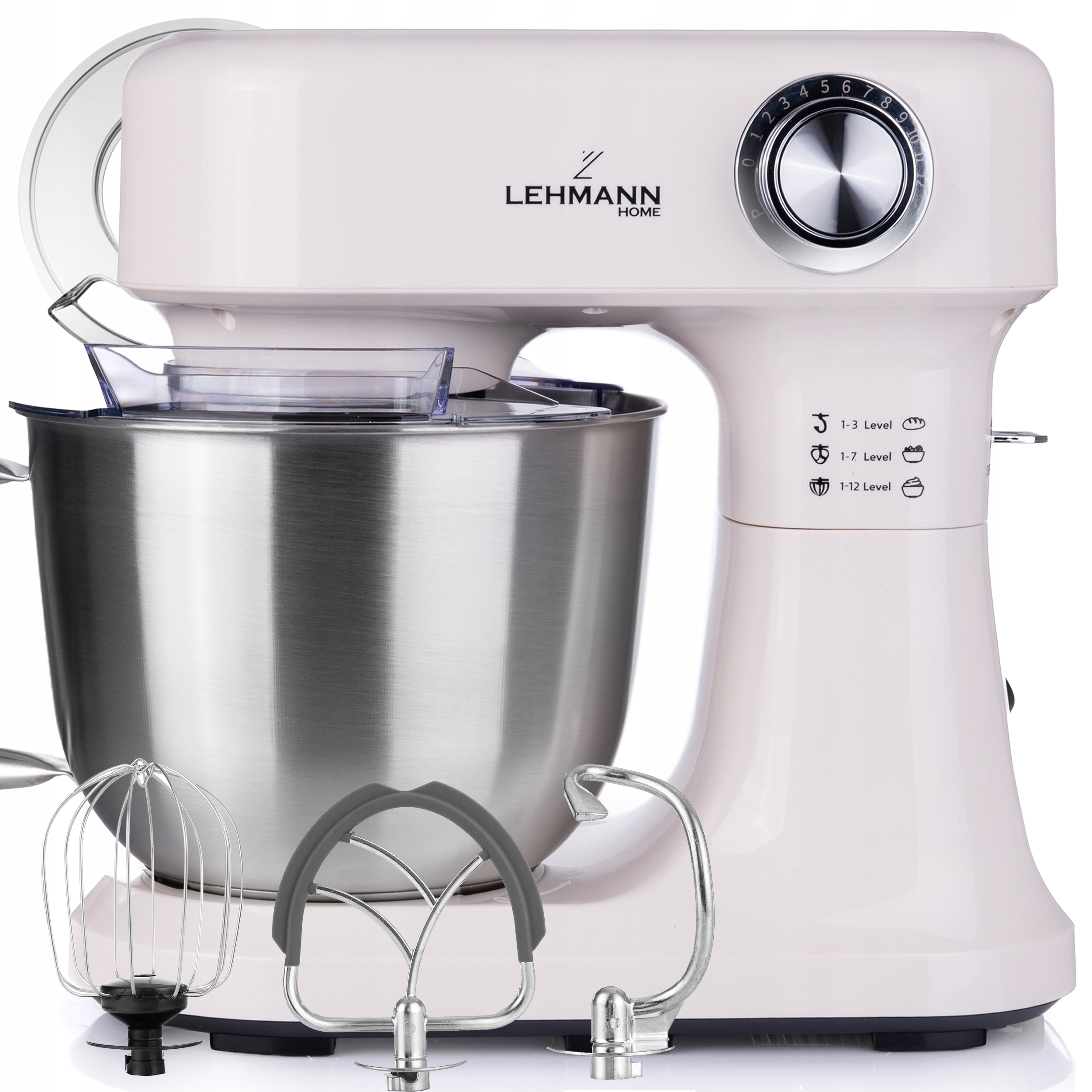 Robot Planetarny Kuchenny Mikser 3x Mieszadła Duża Misa Hak Ciasta Chleba