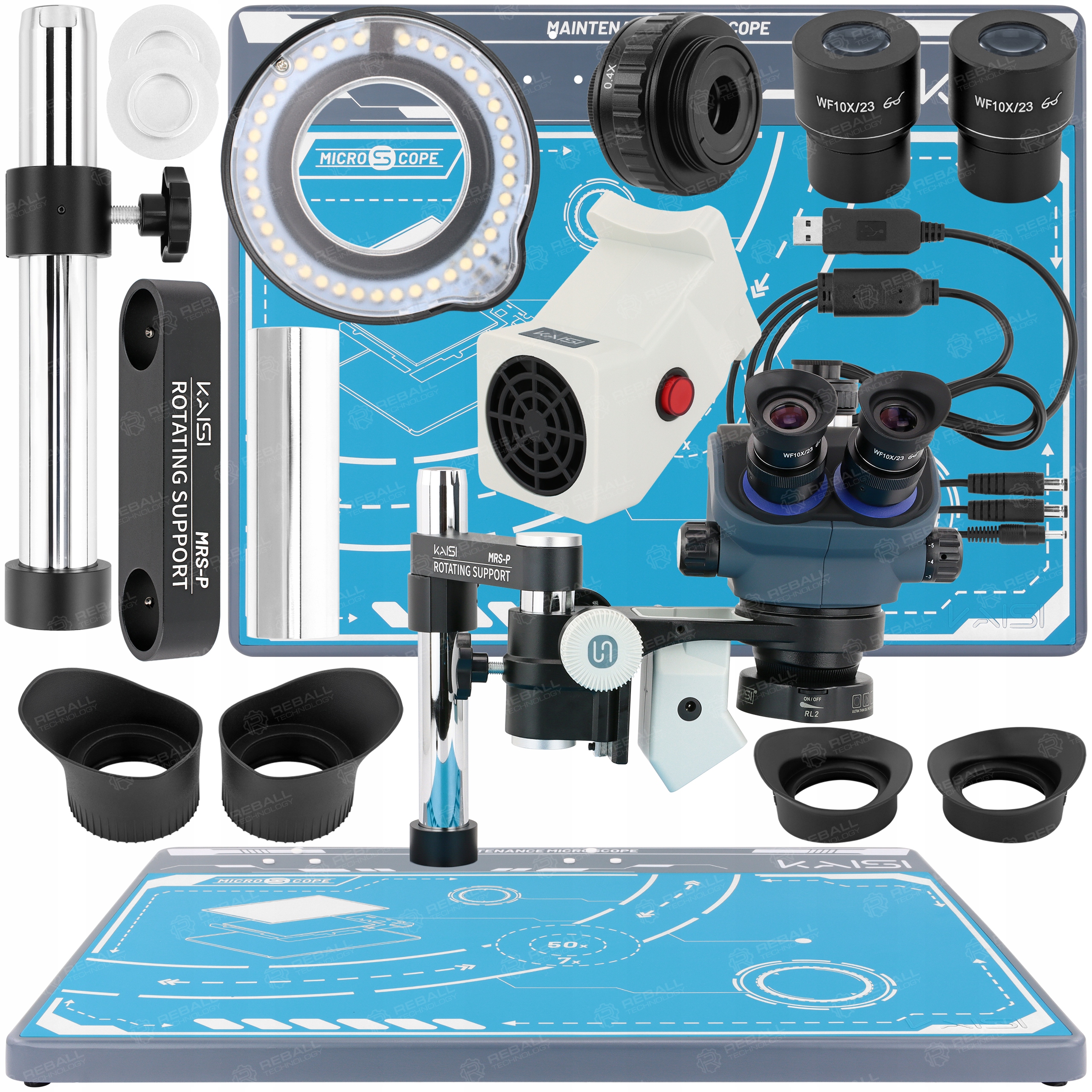 Stereoskopický Mikroskop Kaisi TX-350S Plus Pohlcovač Par Velká Pracovní Deska