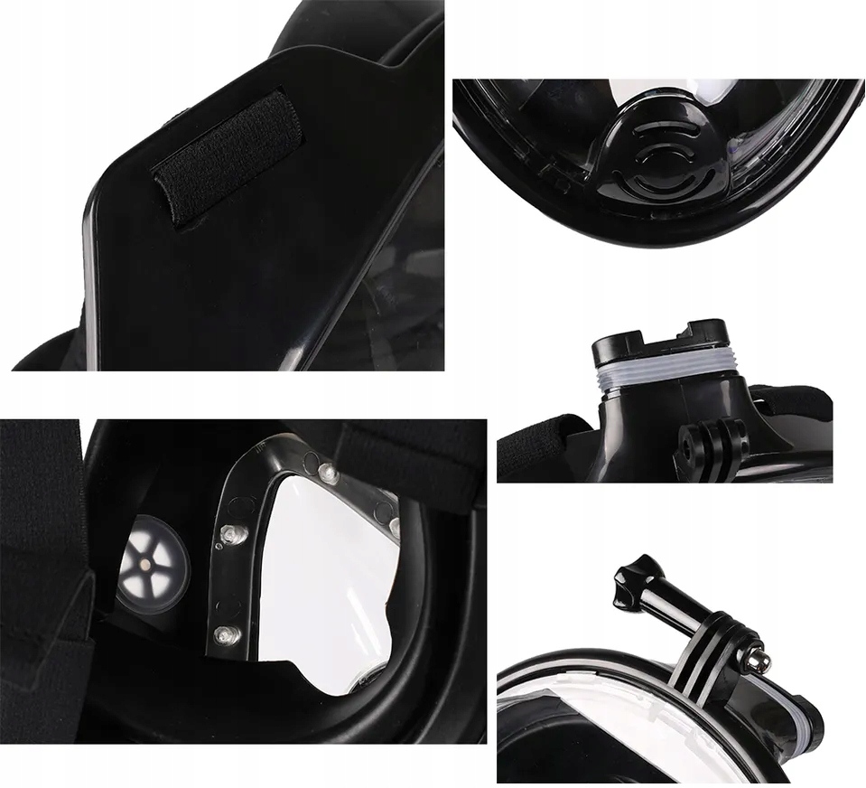 MASKA DO NURKOWANIA SKŁADANA CZARNA PEŁNOTWARZOWA Z RURKĄ DUŻA Marka Retoo