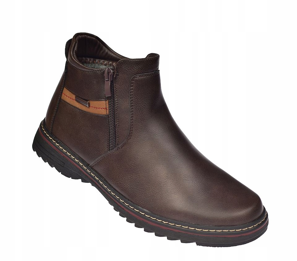 Kotníkové Boty na zip, elegantní boty B-0602, hnědá barva, vel 45