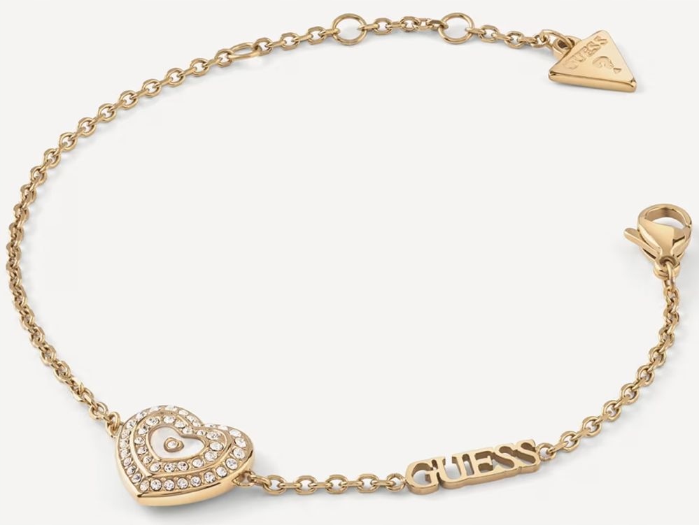 Módní Dámský Náramek Guess Amami Zlatý Se Srdcem Perleťová Hmota Krystaly