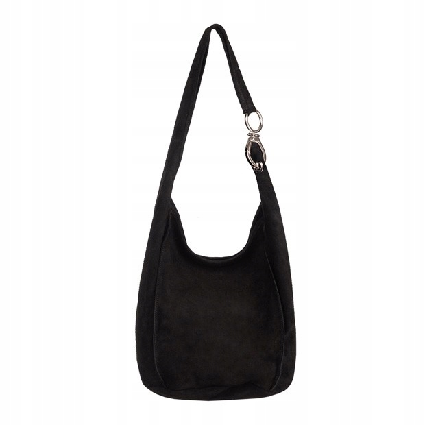 WŁOSKA TOREBKA WOREK ZAMSZ NATURALNY CZARNA