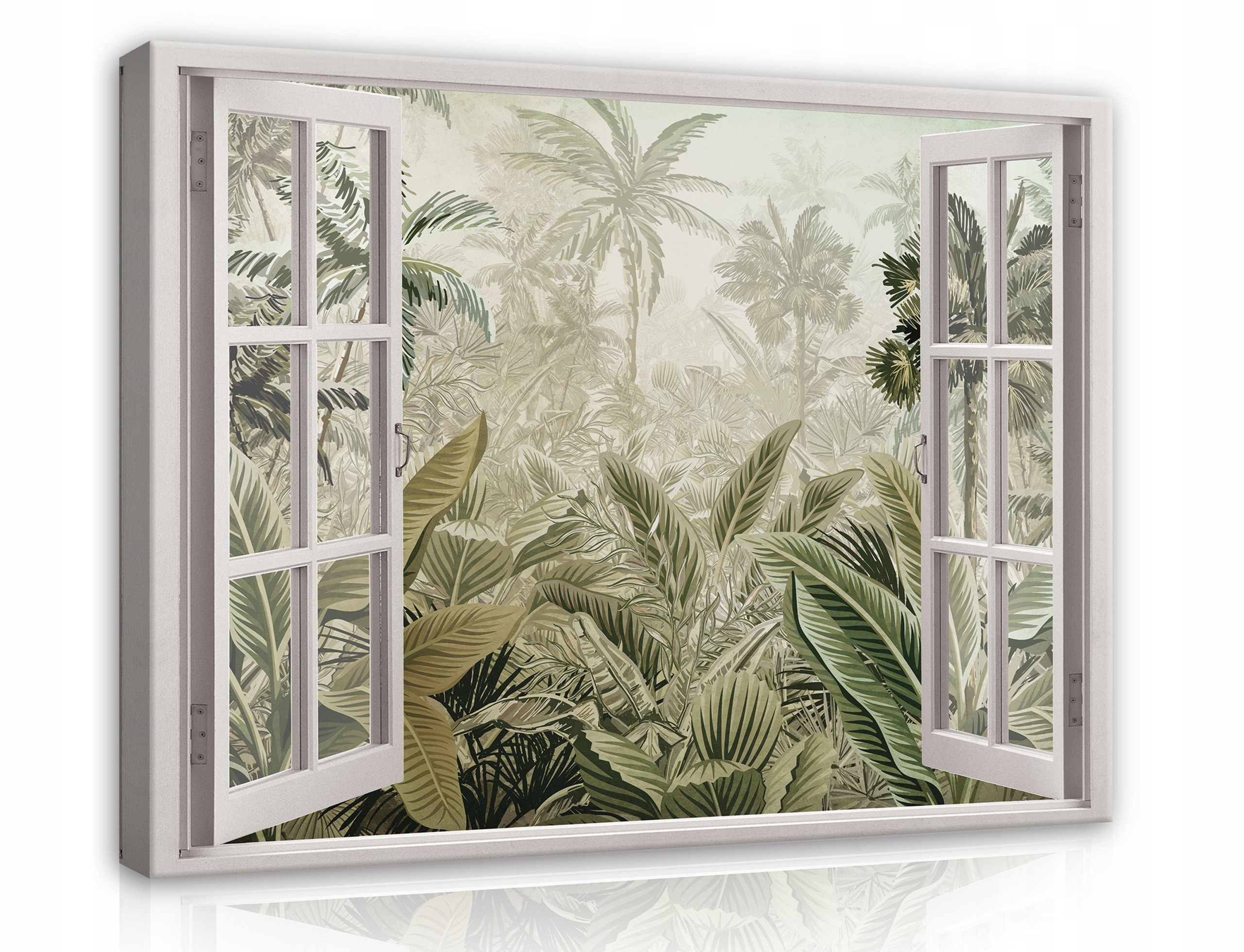 Obraz Na Plátně Canvas 120x80 Okno Džungle Palmy