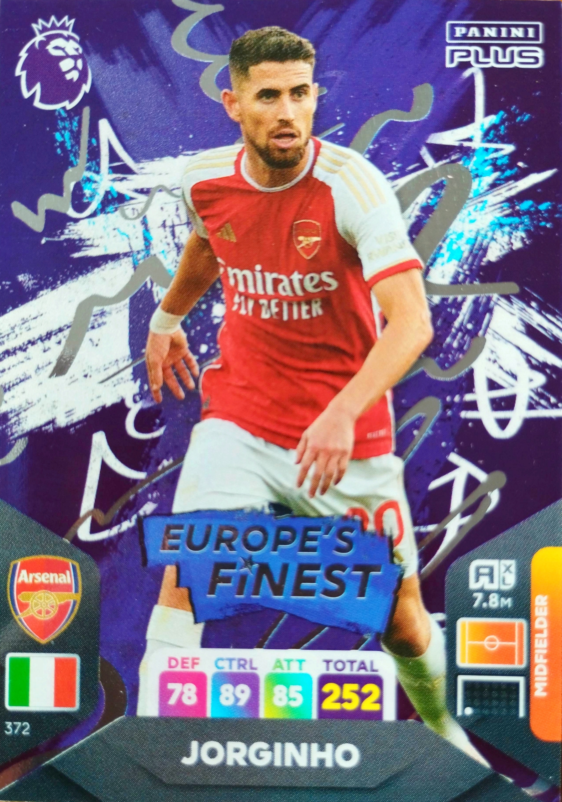 Panini Premier League 2024 Plus Europe's Finest 372 Jorginho Arsenal