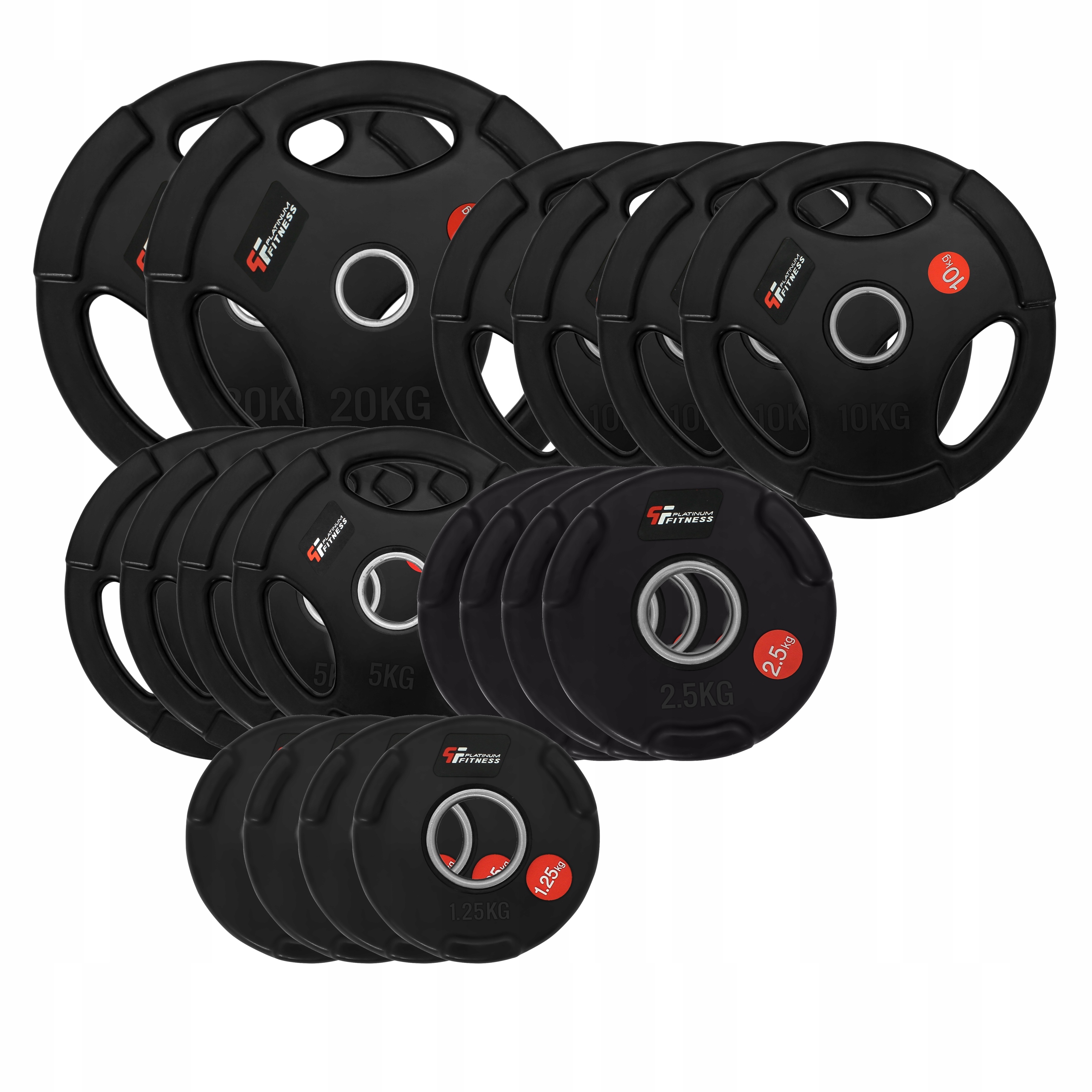 PLATINUM FITNESS ZESTAW OBCIĄŻENIA 115 KG OLIMPIJSKIE OGUMOWANE 50 MM