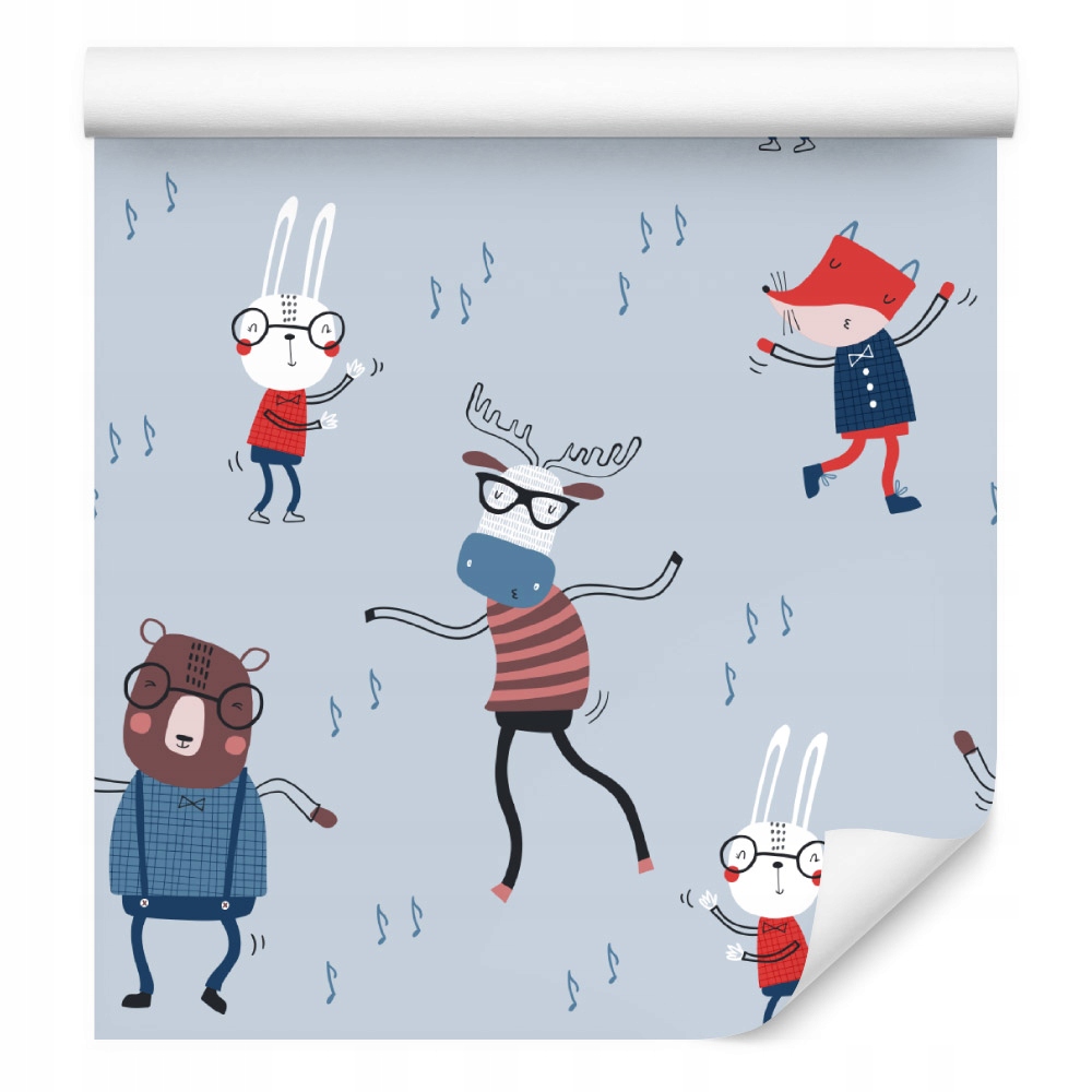 Tapeta pro děti zvířata, noty, skandinávský styl