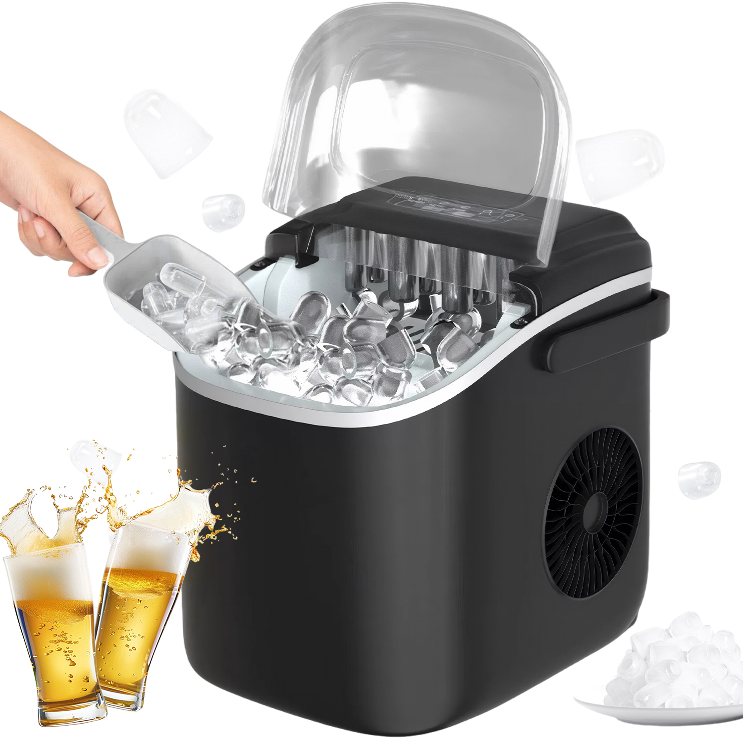 Přenosný Výrobník Ledu 12 Kg, Domácí Stroj Na Kostky, Expresní Led