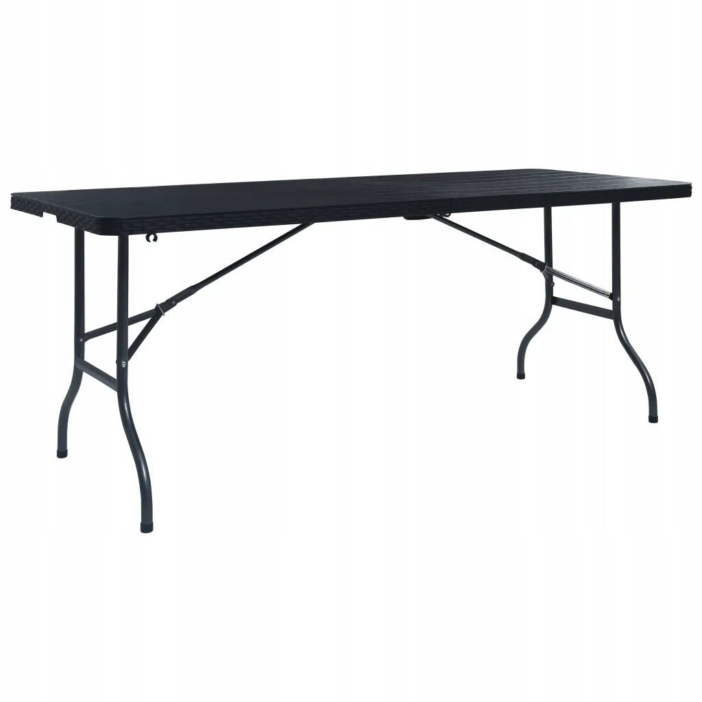 Skládací zahradní stůl 180x75x72 cm, černý, stylizovaný jako ratan