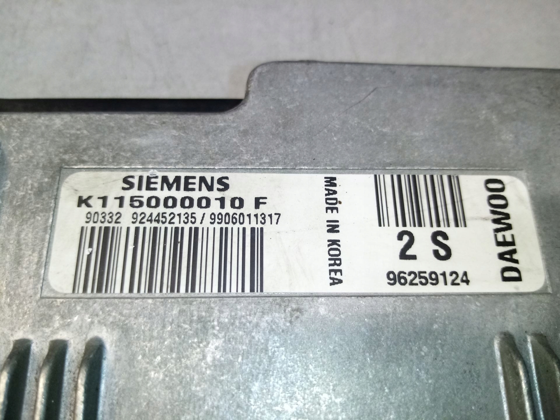 control unit of the engine DAEWOO MATIZ 0.8 96259124