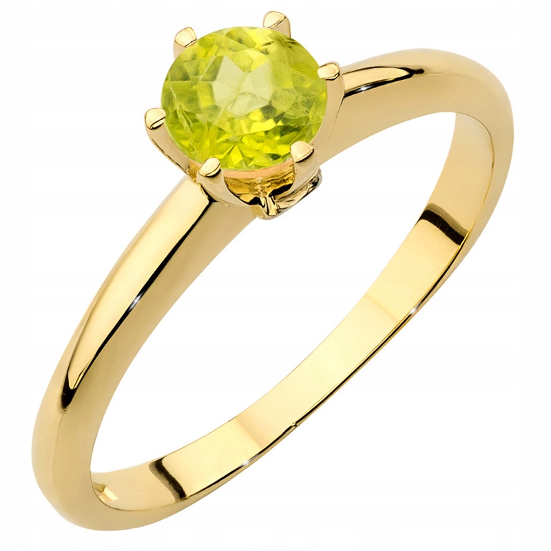 PIĘKNY ZŁOTY PIERŚCIONEK pr. 585 z OLIWINEM 0,60ct