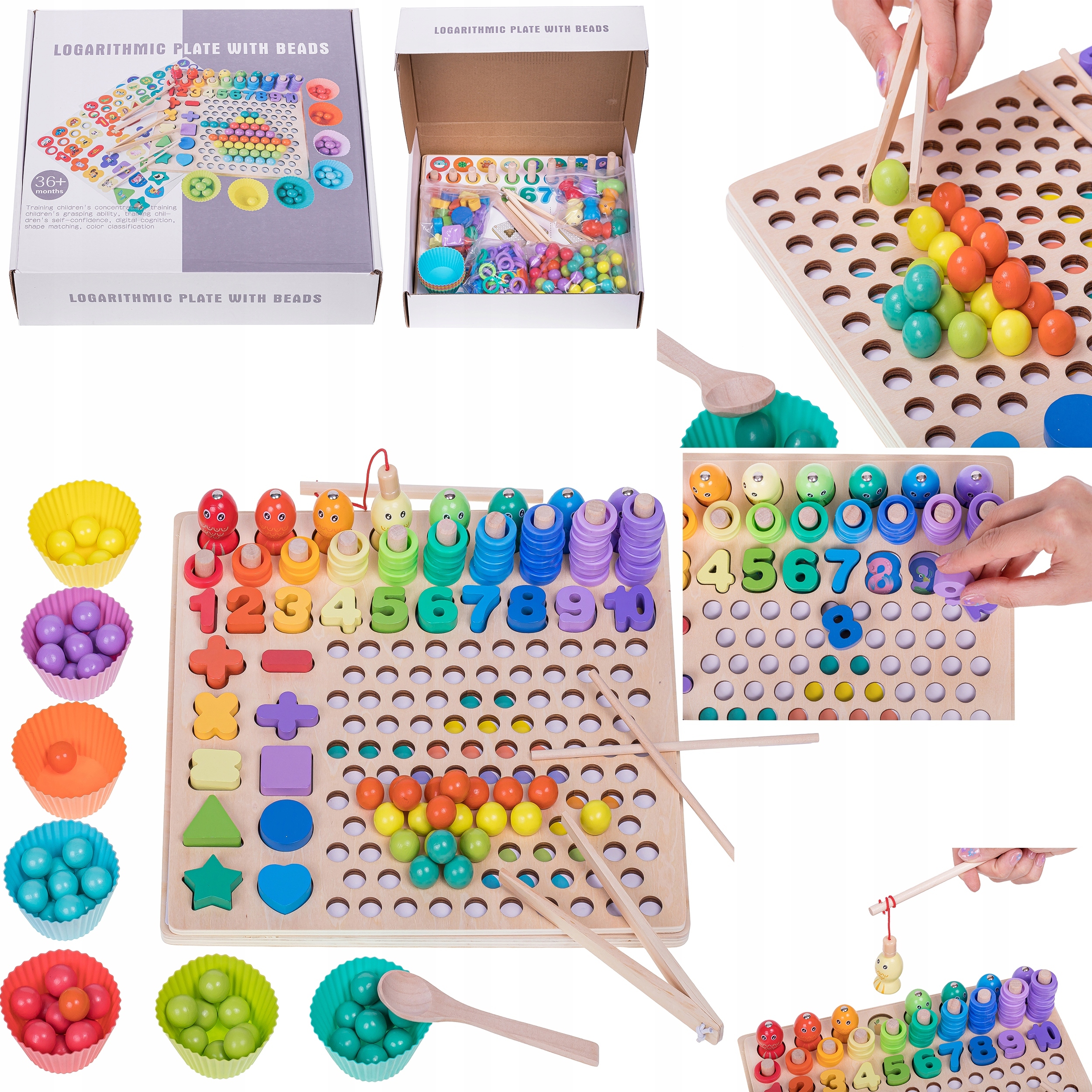 TABLICA MANIPULACYJNA XXL SENSORYCZNA MONTESSORI RYBKI KORALIKI FIGURY