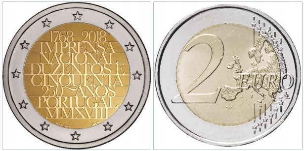 Portugalia 2018 2€.#105.Drukarnia.....2813