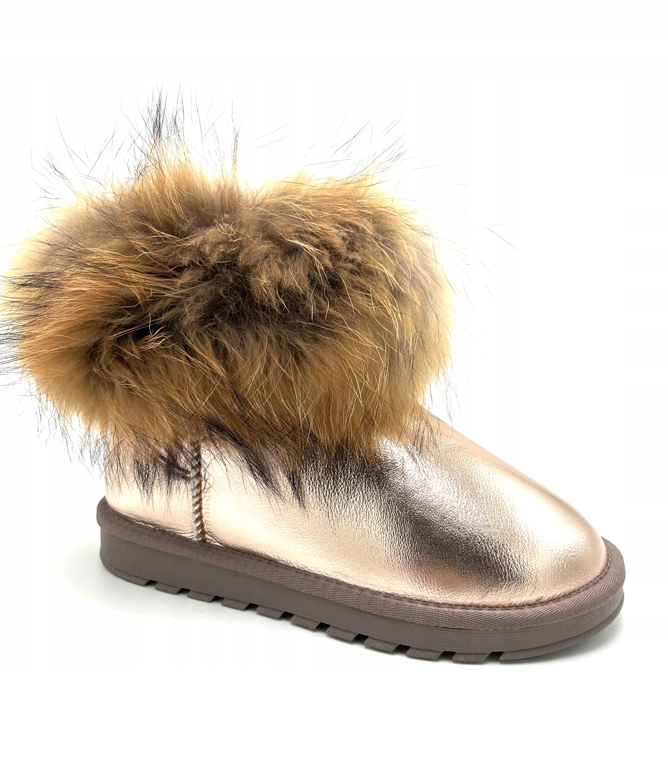 ŚNIEGOWCE EMU MUKLUKI ESKIMOSKI Z PRAWDZIWYM FUTREM JENOTA SKÓRA ZŁOTE 38