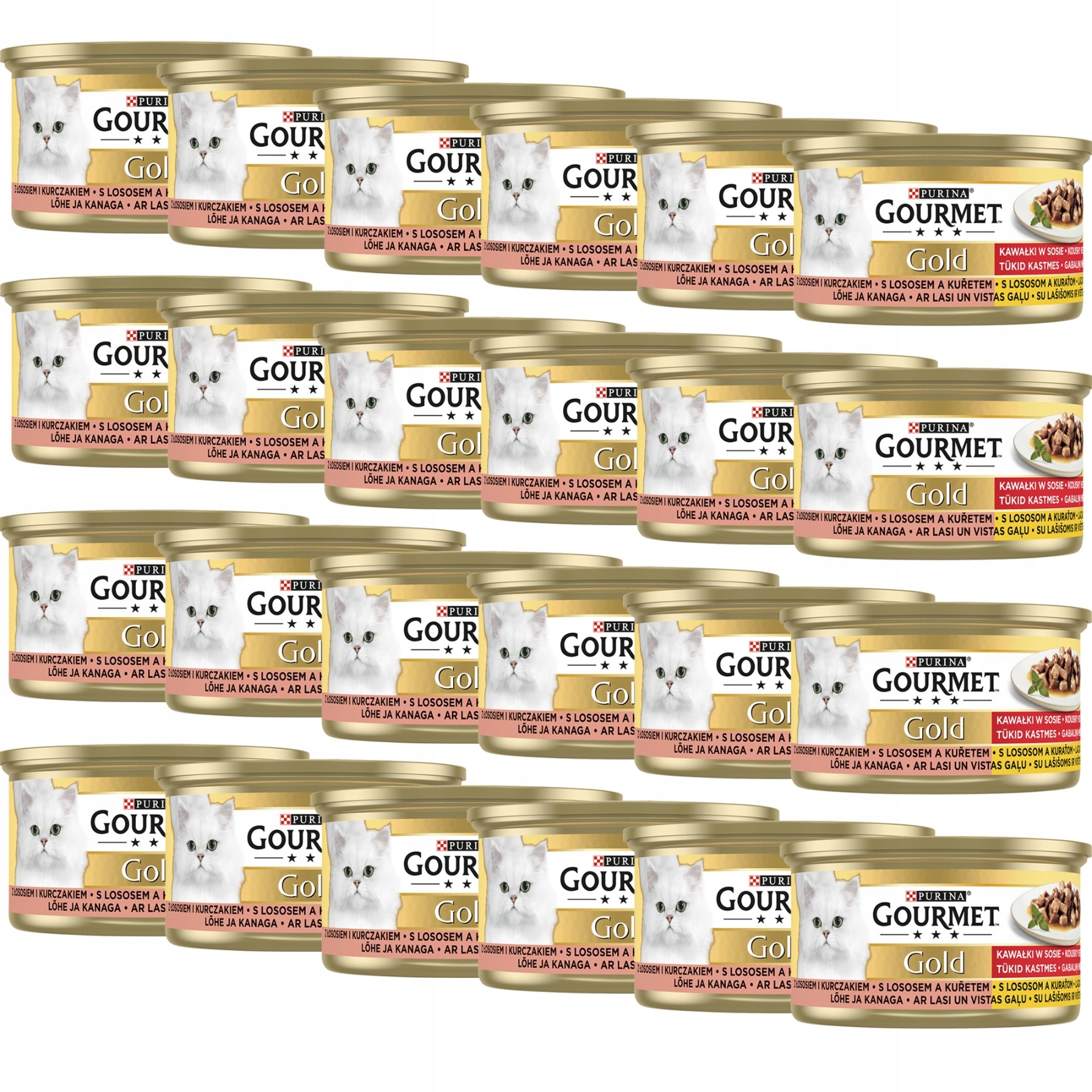 Gourmet Gold Krmivo pro kočky s lososem a kuřecím masem v omáčce 85 g x 24 kusů