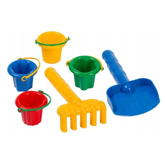 LESZKO KOLOROWE ZABAWKI DO PIASKU GRABKI + ŁOPATKA + WIADERKA RÓŻNE KOLORY