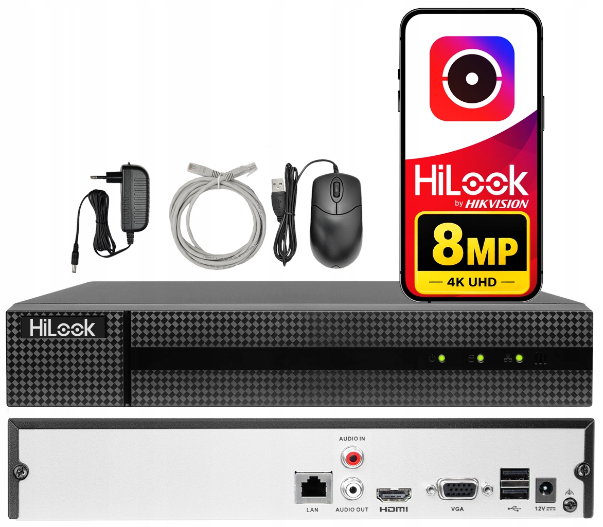 8kanálový Ip rekordér pro 8MP 4K HiLook Hikvision Aplikace HikConnect