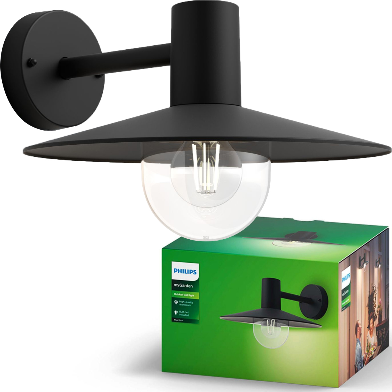 Zahradní Led lampa Fasádní nástěnné svítidlo Skua E27 Lampa Černá Philips