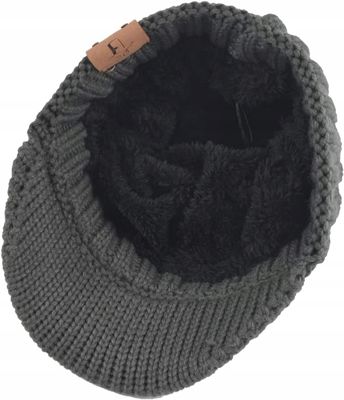 DZIANINOWA OCIEPLANA CZAPKA Z DASZKIEM NA ZIMĘPREMIUM PREMIUM Stan opakowania oryginalne