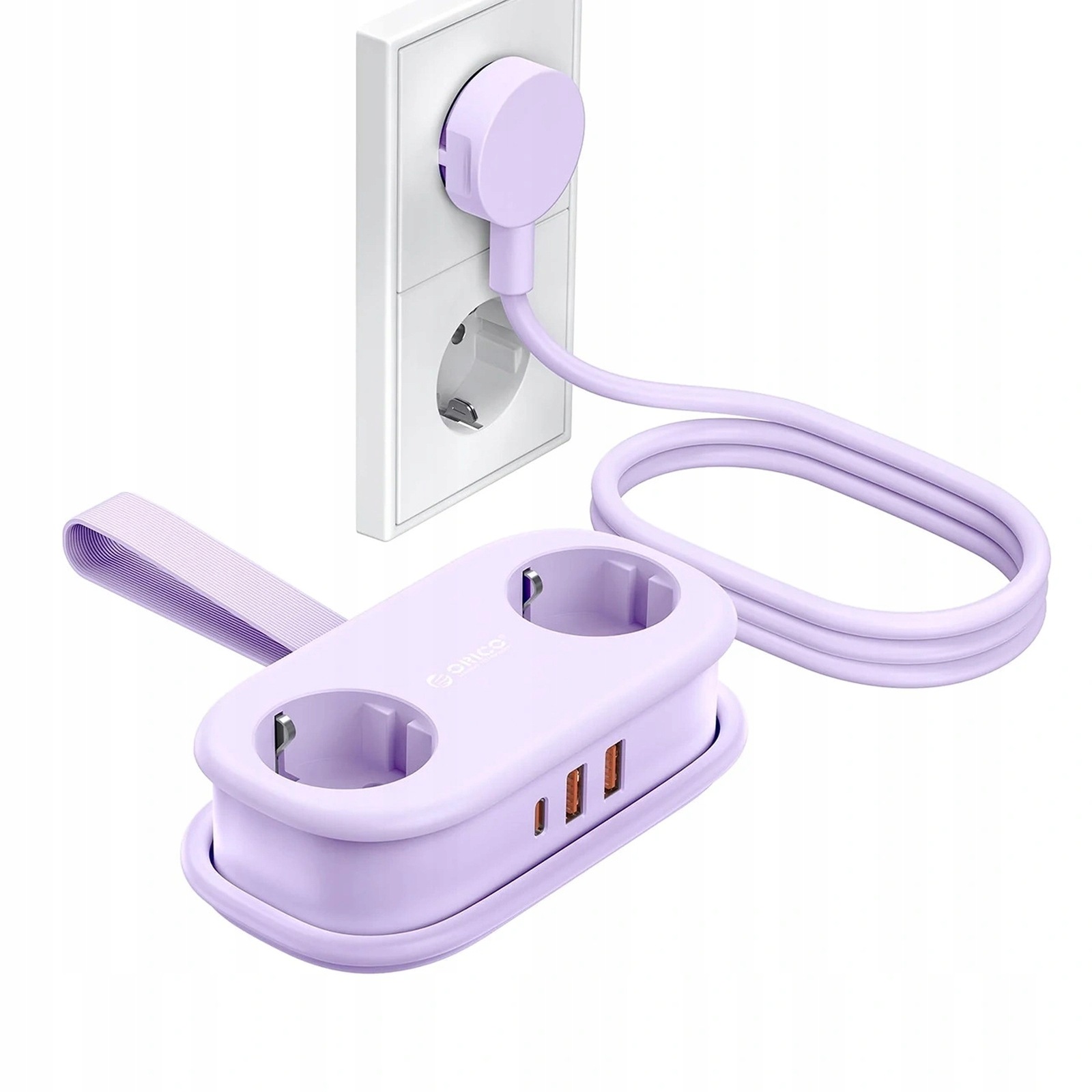 Zásuvková Lišta 5V1 Ac Usb-a Usb-c Gan 20W Fialová Pro Cestování
