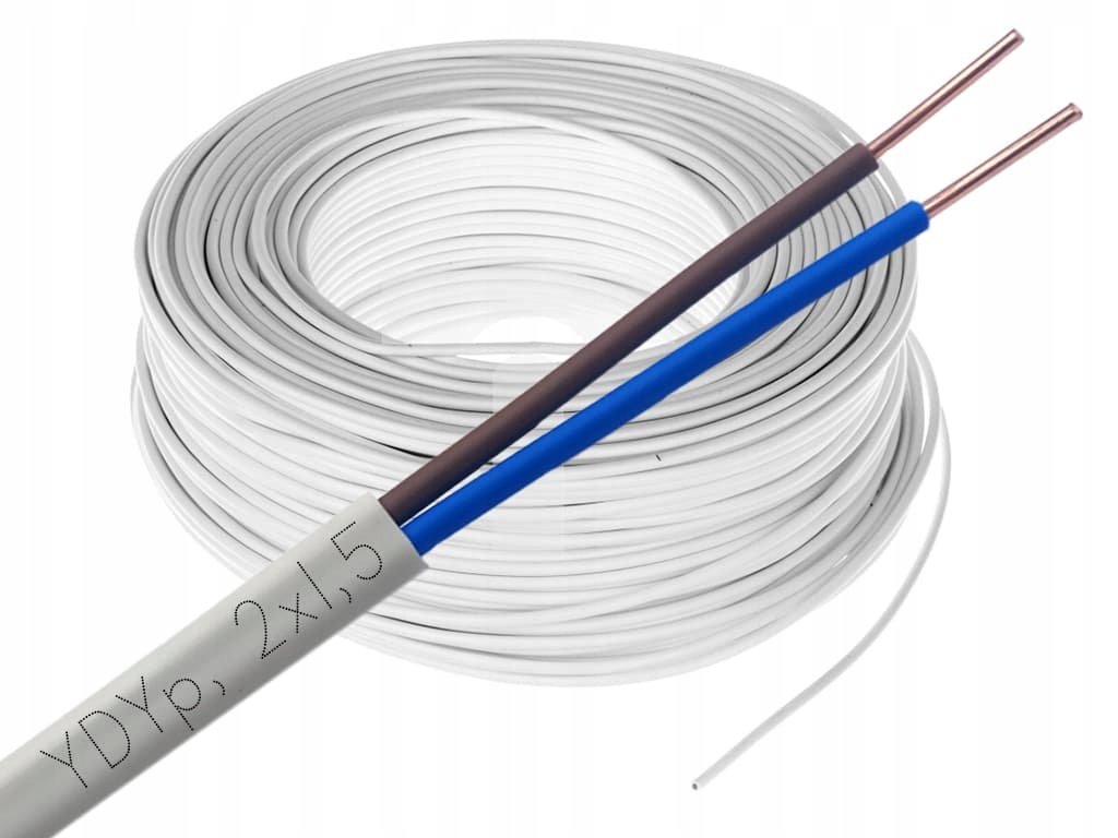 Przewód kabel prądowy płaski drut 2x1,5 YDYp 100 m (YDYP-2X1,5-100M) •  Cena, Opinie 13994873764 •