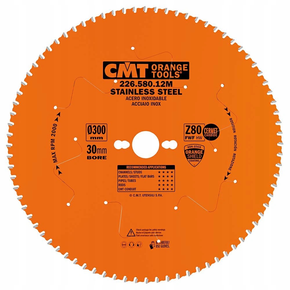 Cmt Piła Cermet do cięcia stali nierdzewnej D300 F30 Z80 K2,2 226.580.12M