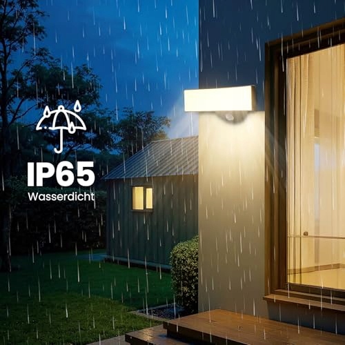 VIIIVA Lampa Zewnętrzna LED z Czujnikiem Ruchu IP65 Ciepła 3000K Czarna — miniatura 4