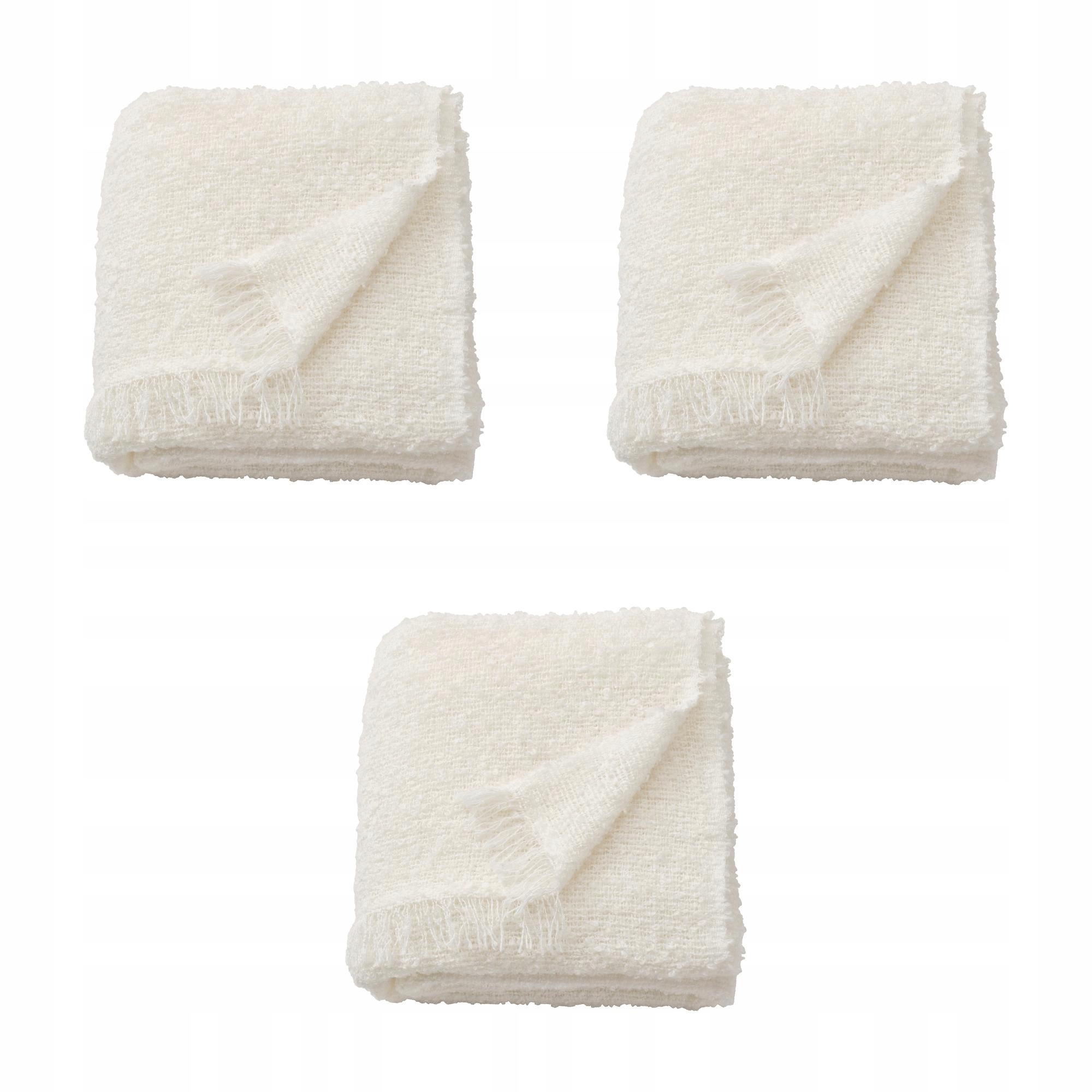 3 ks Krémový pléd Sandbrodd 130 x 170 cm, recyklovaný, měkký