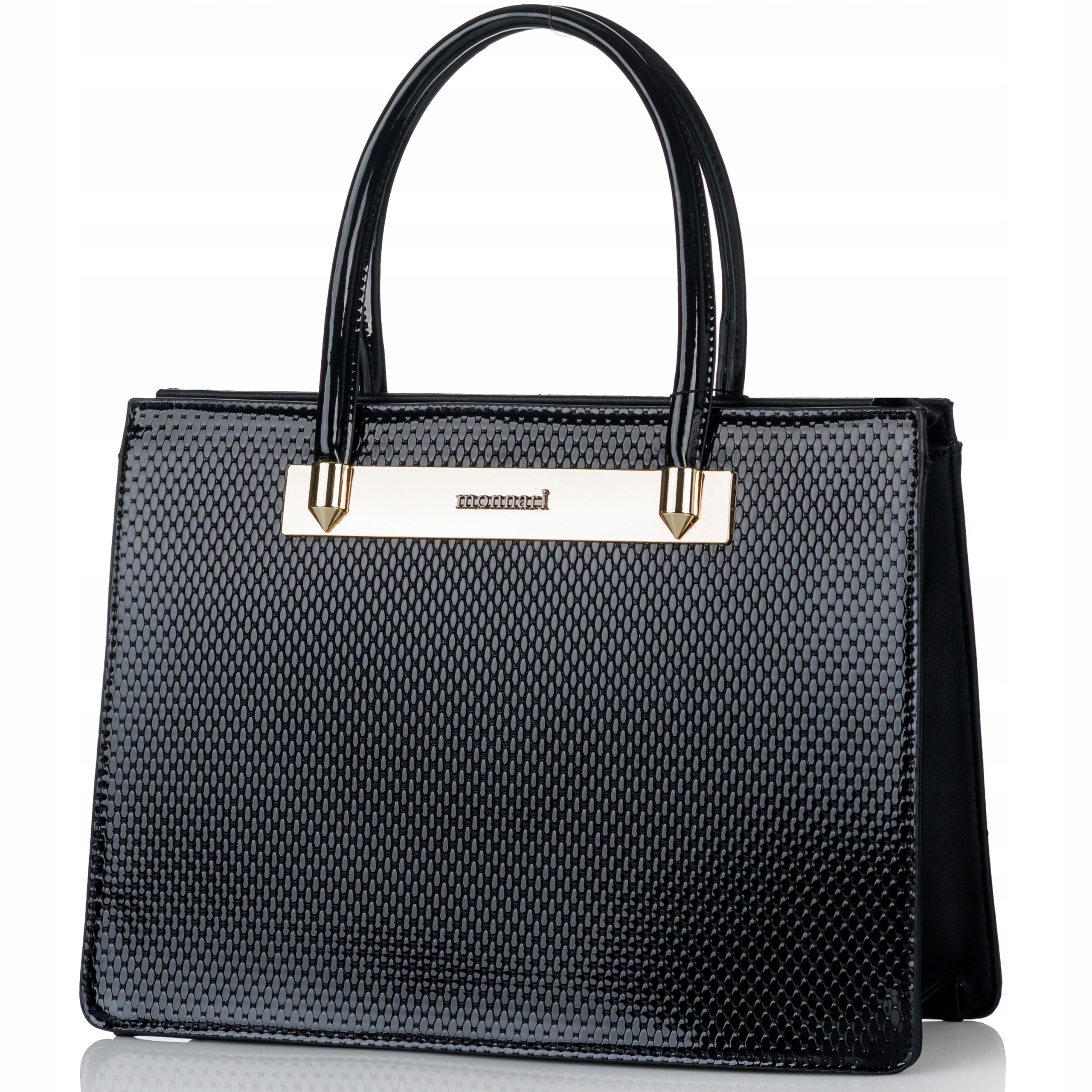 KLASYCZNA TORBA AKTÓWKA MONNARI Lakierowana CZARNA