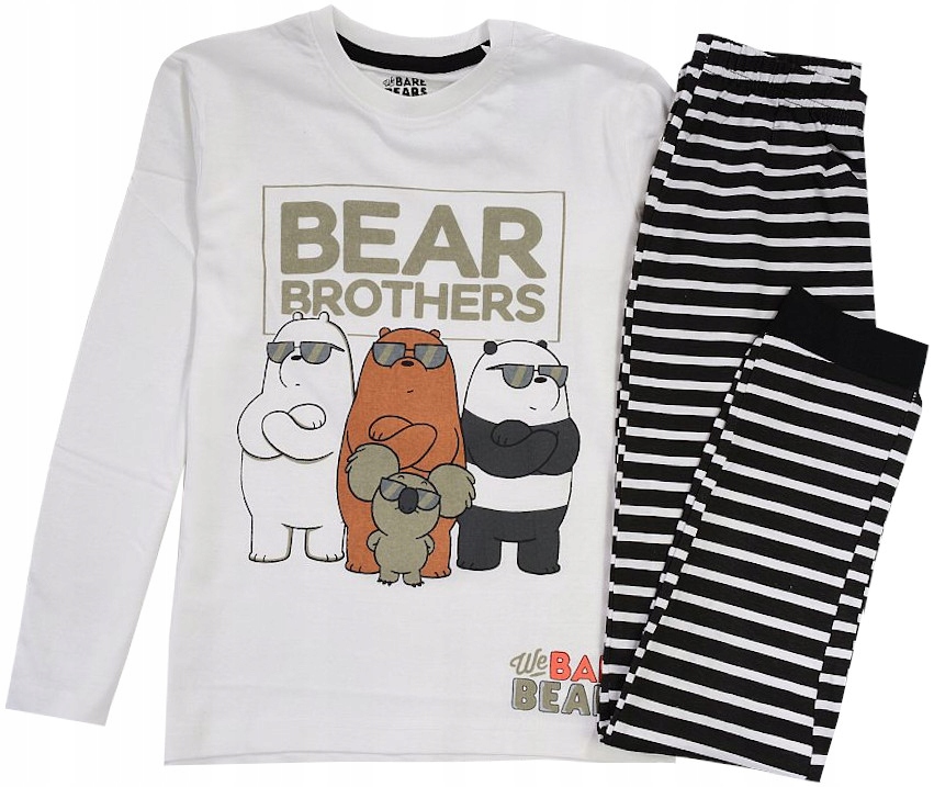 Пижама для мальчиков между нами медведями хлопок длинный рукав белый D012n