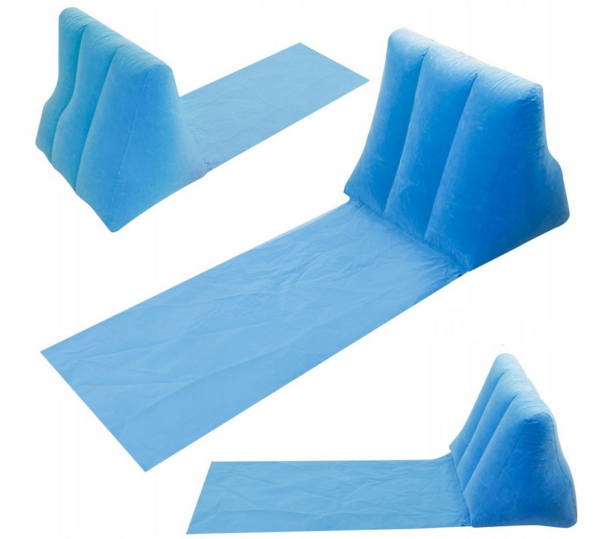 Mata plażowa z oparciem leżak składany niebieski