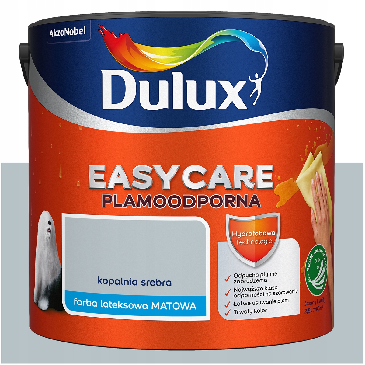 Barva na stěny stropů odolná proti skvrnám Dulux Easycare Stříbrný důl 5L
