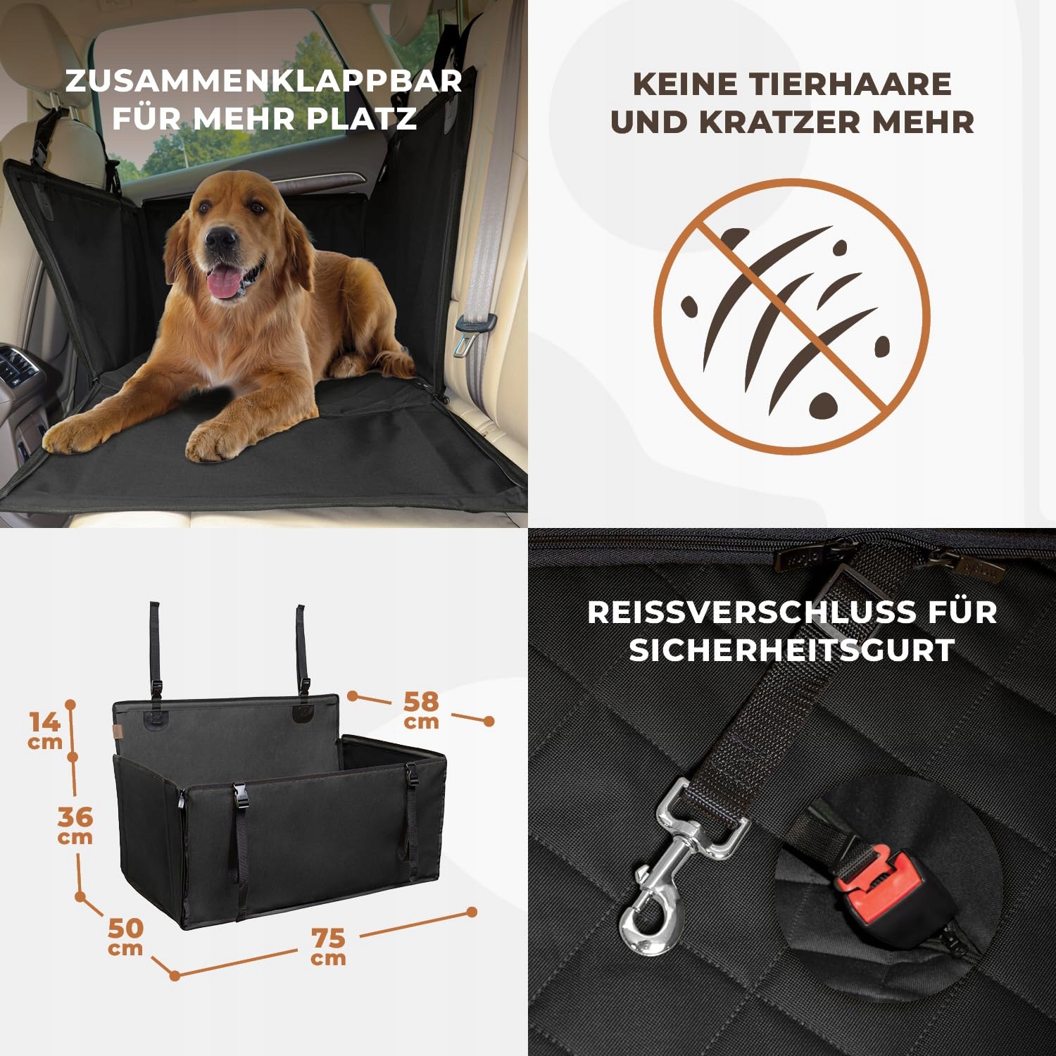 WUGLO Wodoszczelny Stabilny Fotelik Samochodowy Dla Psa (Czarny, L) — miniatura 7