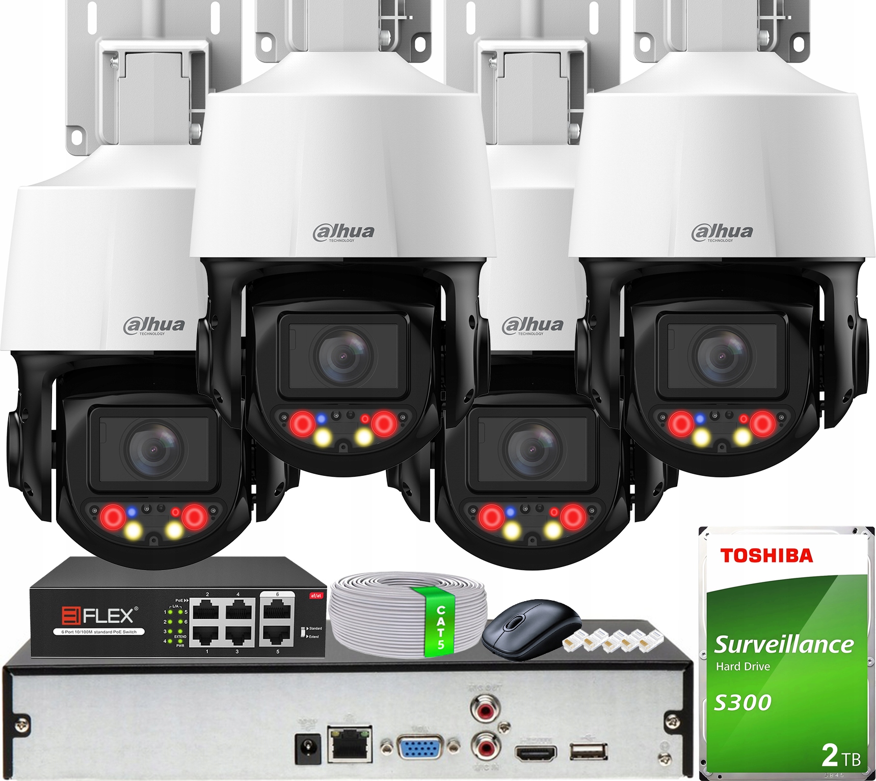 Sada Ip monitorovania Dahua 4 kamery 4Mp SD3E410DB-GNY-A-PV1 PoE Full Color