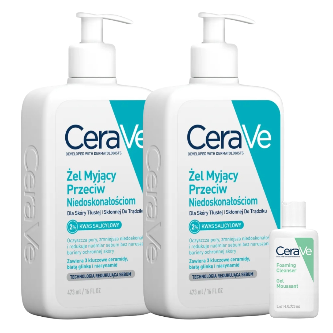 CeraVe Żel Myjący Przeciw Niedoskonałościom skóra trądzikowa 473ml 2PAK