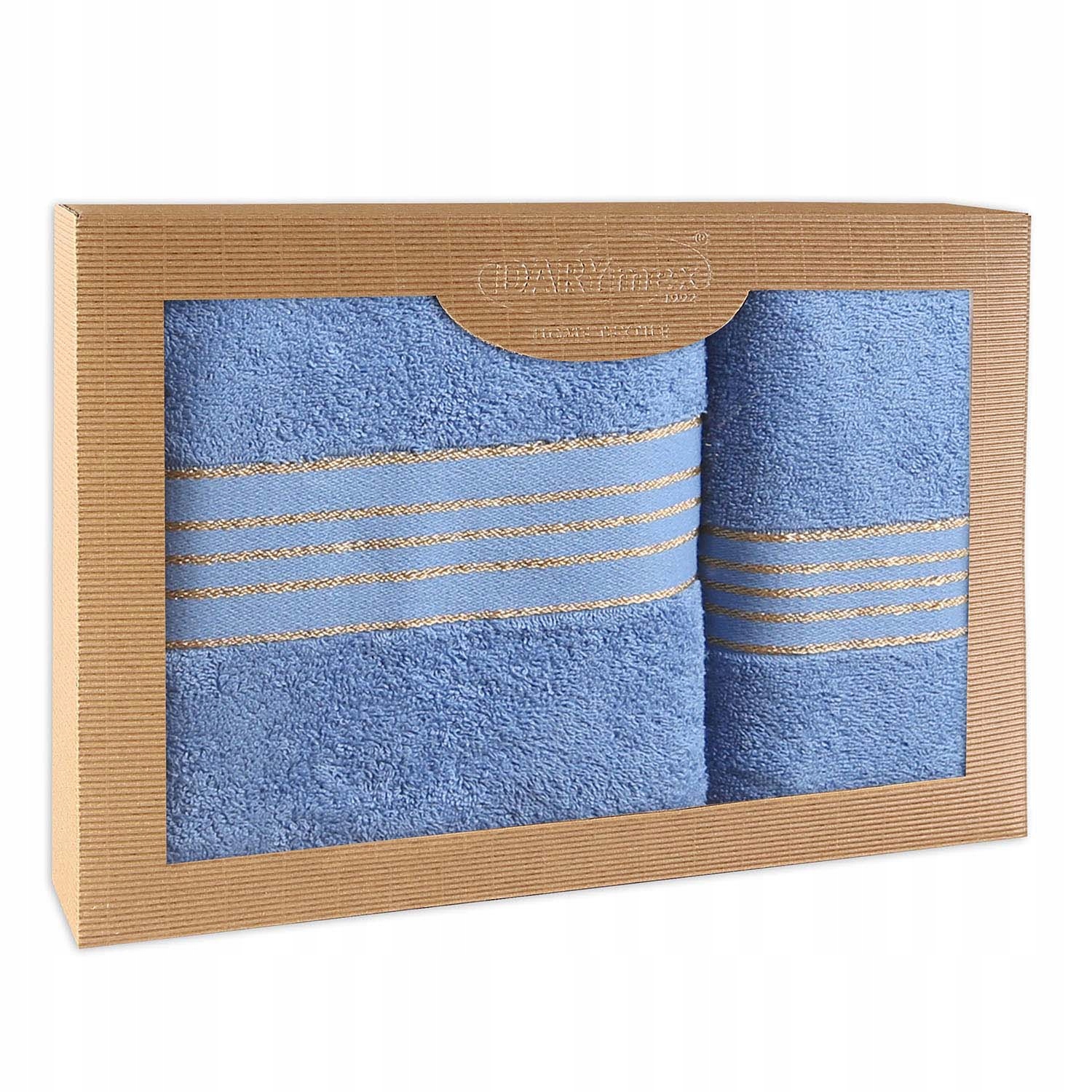 Ręcznik bawełniany komplet 2 ręczników w pudełku 50x90 i 70x140 niebieski
