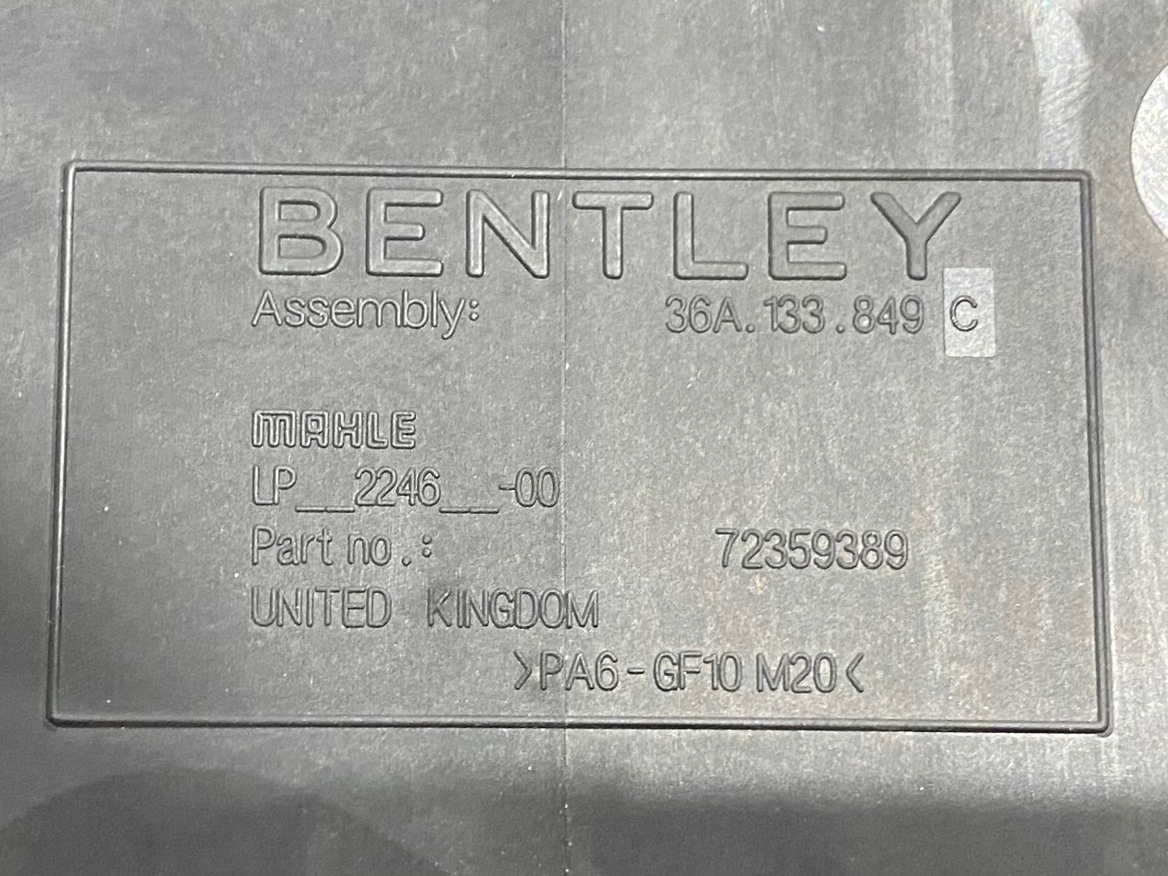 BENTLEY BENTAYGA copertura GREMBIALINA Coperchio 36A133849C 36A133849E